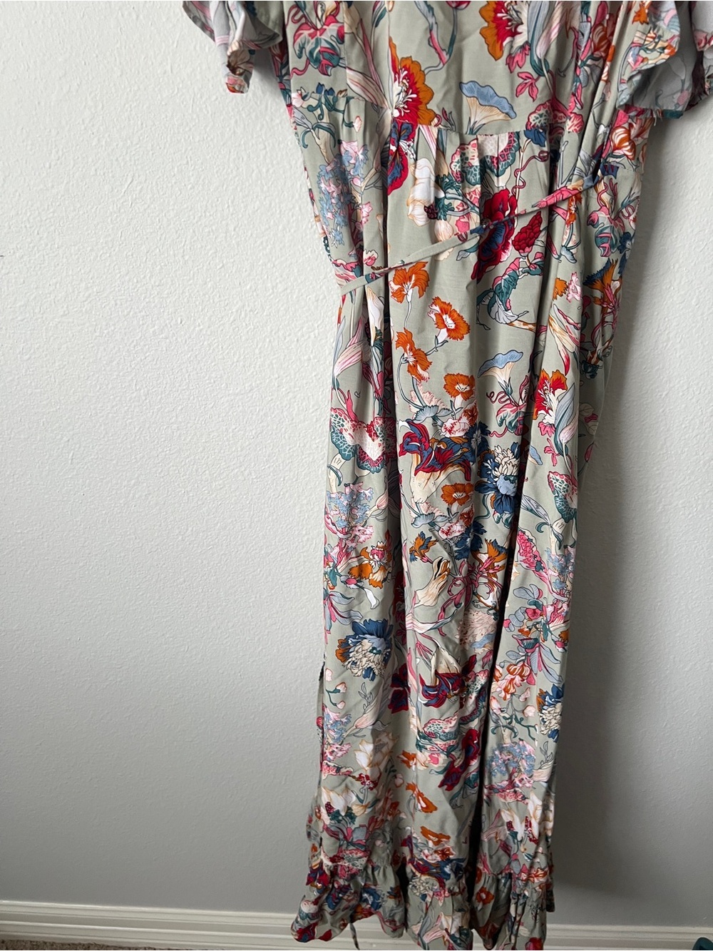Bali Elf Floral Print "Carmen" Wrap Maxi Dress XL - Picture 8 of 9